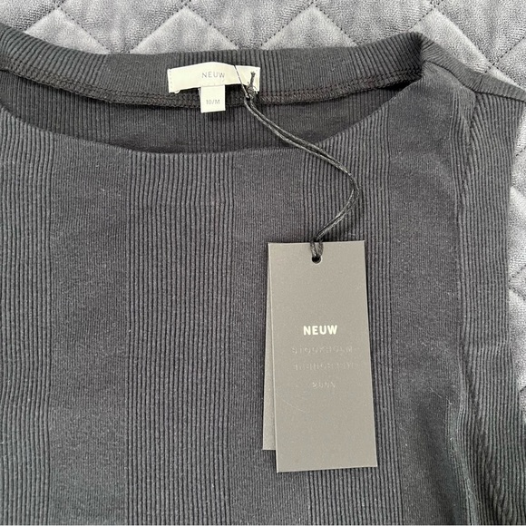 Neuw Frenchie 90s Top Women Medium Top Black Singlet Ribbed B12 - Picture 6 of 11